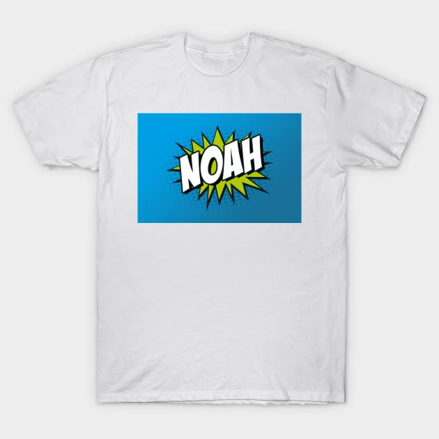 Personalised 'Noah' Kapow Wow Cartoon Comic Style Design T-Shirt by LTFRstudio